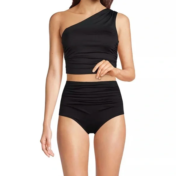 Lands end Ruched One Shoulder Midkini Swim Set - Picture 3 of 6